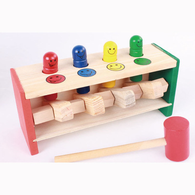 供应儿童益智启蒙敲击玩具木制打击飞人儿童早教益智玩具木制玩具