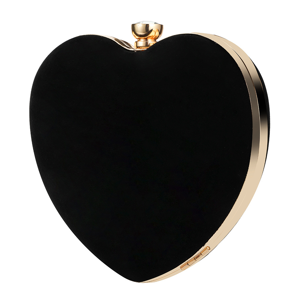 Red Black Velvet Solid Color Heart-shaped Evening Bags display picture 2