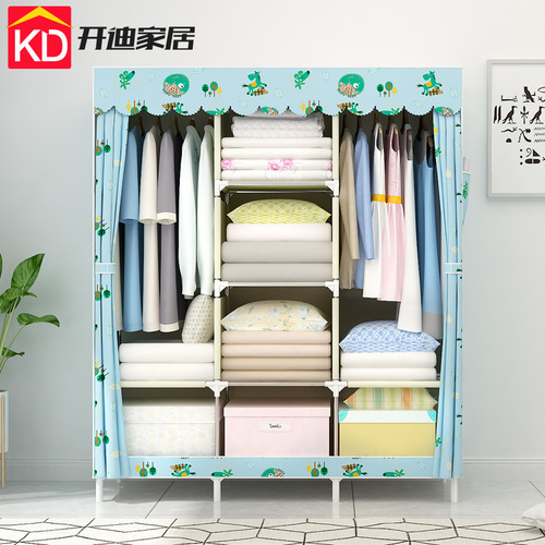 Simple Wardrobe Assembly Storage Gadget Organizer Modern Minimalist Fabric Dormitory Renting Reinforced Wardrobe