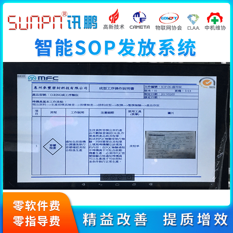 Xunpeng ESOP Operation file management system SOP system Electronics Operation Instruction workshop LCD Digital Signage