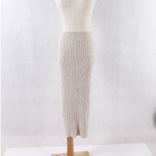 毛织工厂家做女装中长款包臀羊毛混纺裙毛线针织裙坑条毛织裙