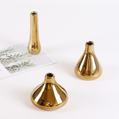 American Nordic ins ornaments creative golden ceramic vases flower utensils home living room decorations flower inserts