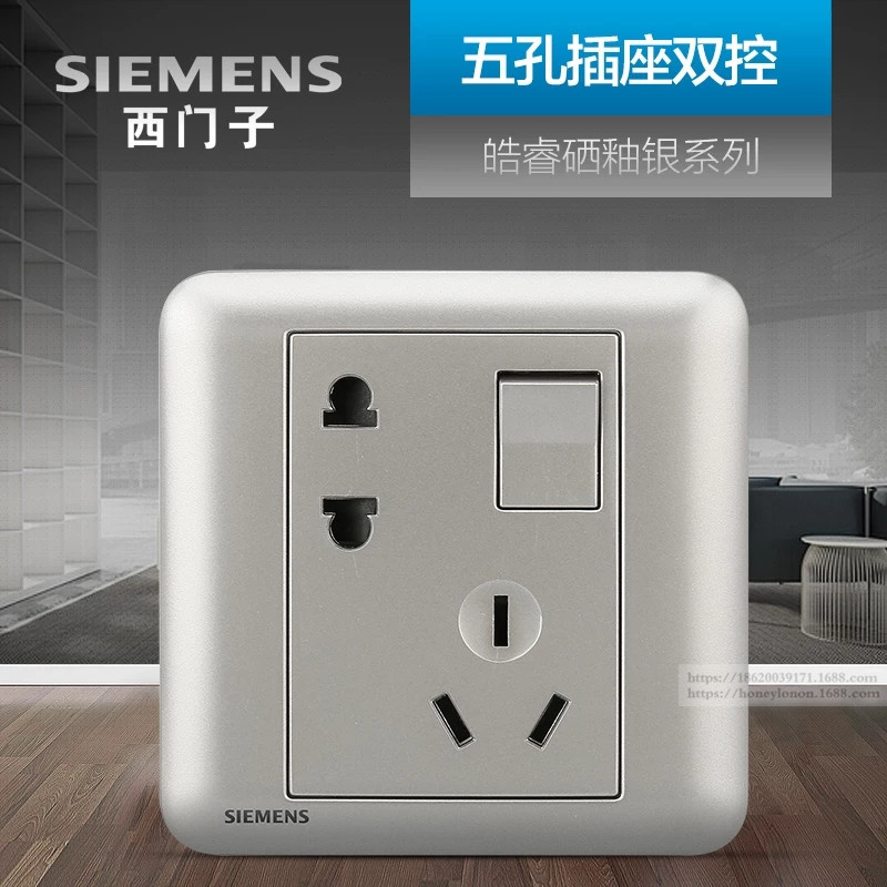 SIEMENS 皓睿Seata 玉釉银 二三极插座带单控开关5UB01843NC02