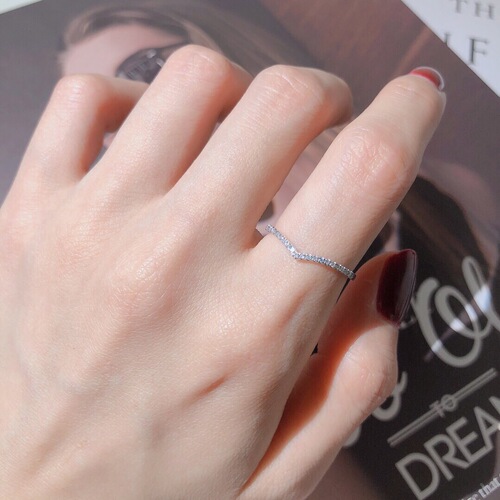 925 sterling silver plated 14K gold ring Japanese and Korean row diamond ultra-narrow zirconium diamond thin women's rose gold ring ring tail ring