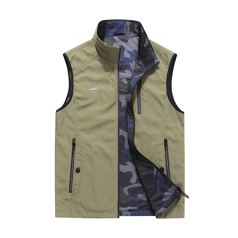 Transfronterizos de primavera y otoño nuevos hombres casual Chaleco de doble cara al aire libre Chaleco de camuflaje más tamaño chaleco 9933