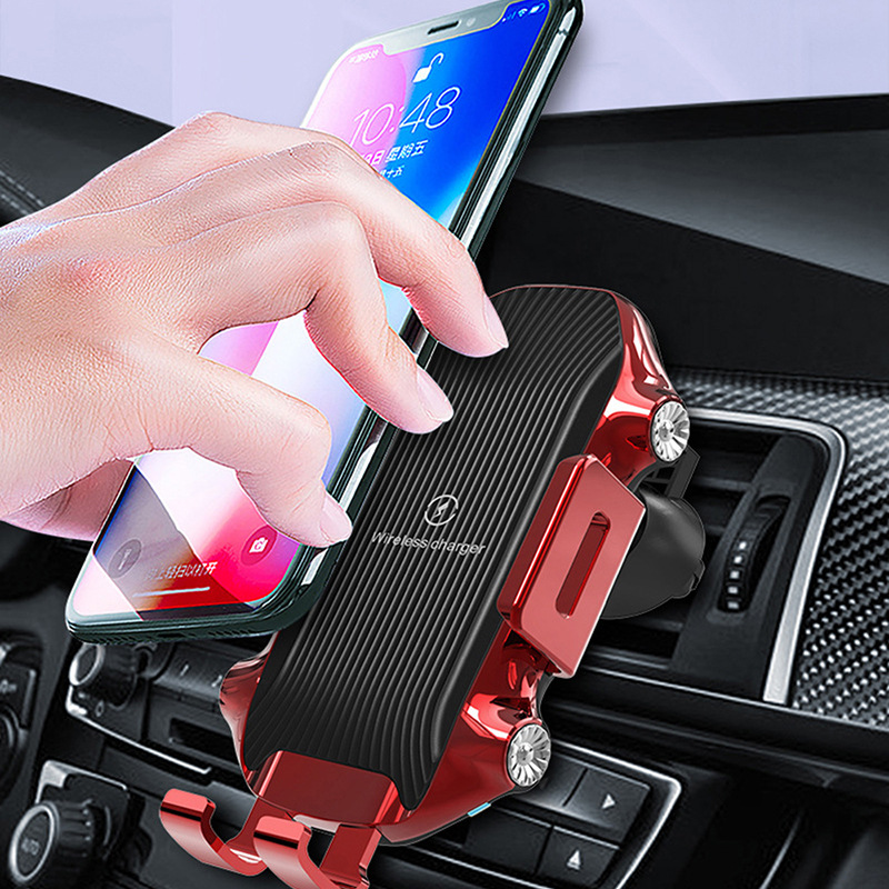 厂家新款私模QI无线充 手机支架15W快充智能感应马达车载无线充