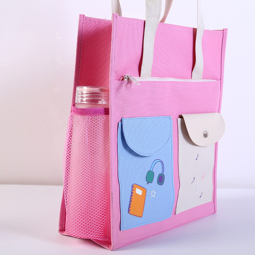 New portable A4 information file bag, men's and women's tutoring bag, large zipper art tutoring bag, children's homework school bag