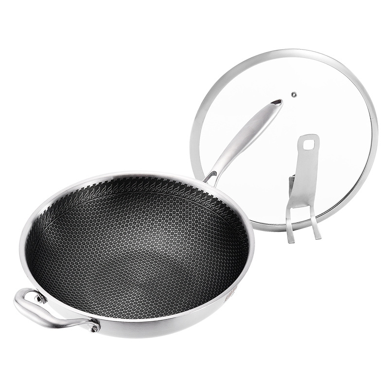 Pathbreaker 304 Stainless steel Wok Three steel Non-stick frying pan Honeycomb Lampblack Composite steel Wok