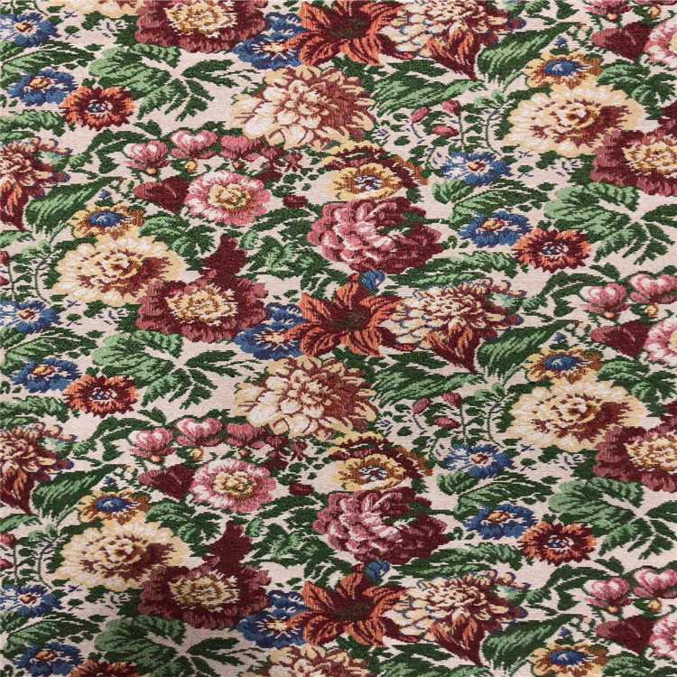 大花朵图案色织梭织提花布面料适用于沙发布鞋子布