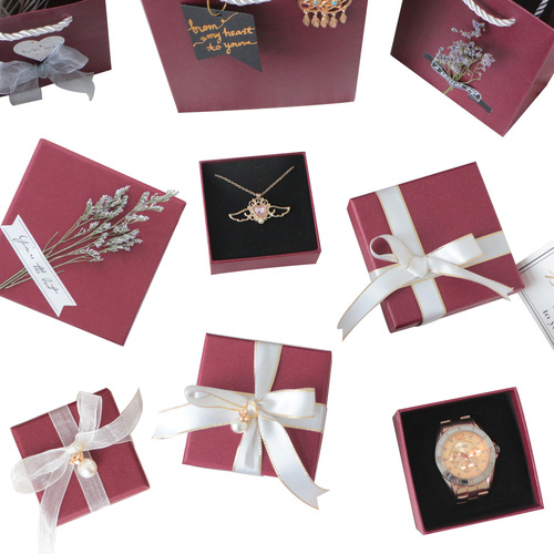 Direct Sales of Lifen Packaging - Red Wine Jewelry Box, Jewelry Bracelet Ring Jewelry Box Packaging Box