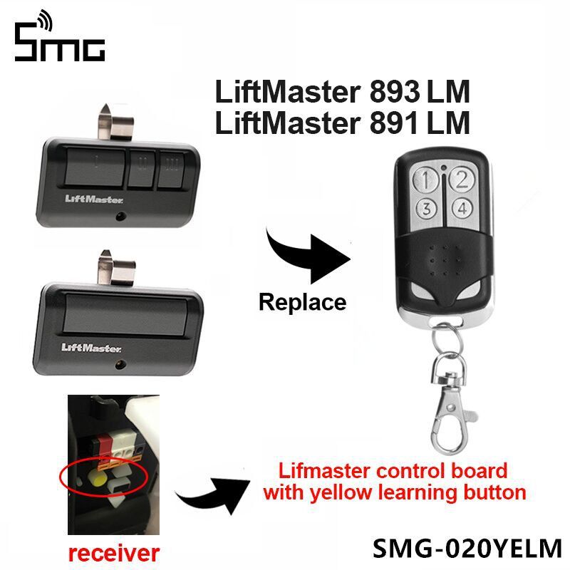 兼容 美国车库门遥控器 黄色学习按键liftmaster 891LM 893lm