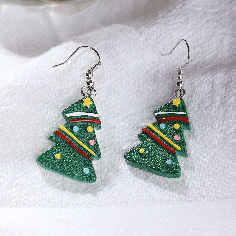 New Cute Cartoon Color Christmas Tree Gift Earrings display picture 4