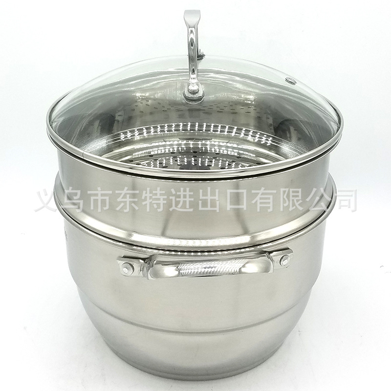 Factory direct sales of new type of soup pot, non-magnetic thickened double-base soup steamer, multi-functional pot, sanding double-layer Korean-style gift pot detail image 5