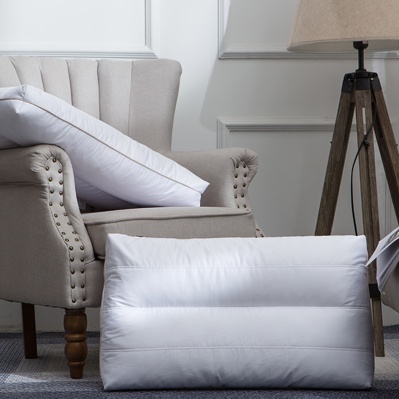 80支贡缎鹅毛枕头单人护颈枕五星级酒店枕|ru