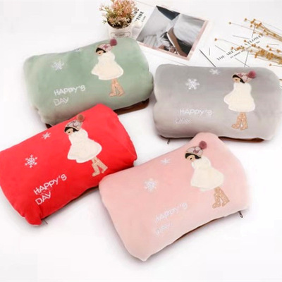 定制logo热水袋充电式防爆暖水袋煖宝暖手宝可爱女敷肚子毛绒拆洗|ru