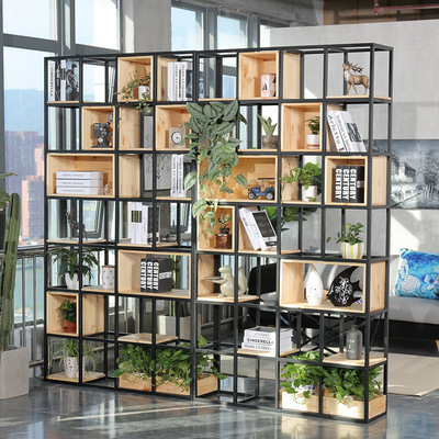 Northern Europe golden Iron art Shelf household Wall partition bookshelf Simplicity Office to ground Decoration Display rack