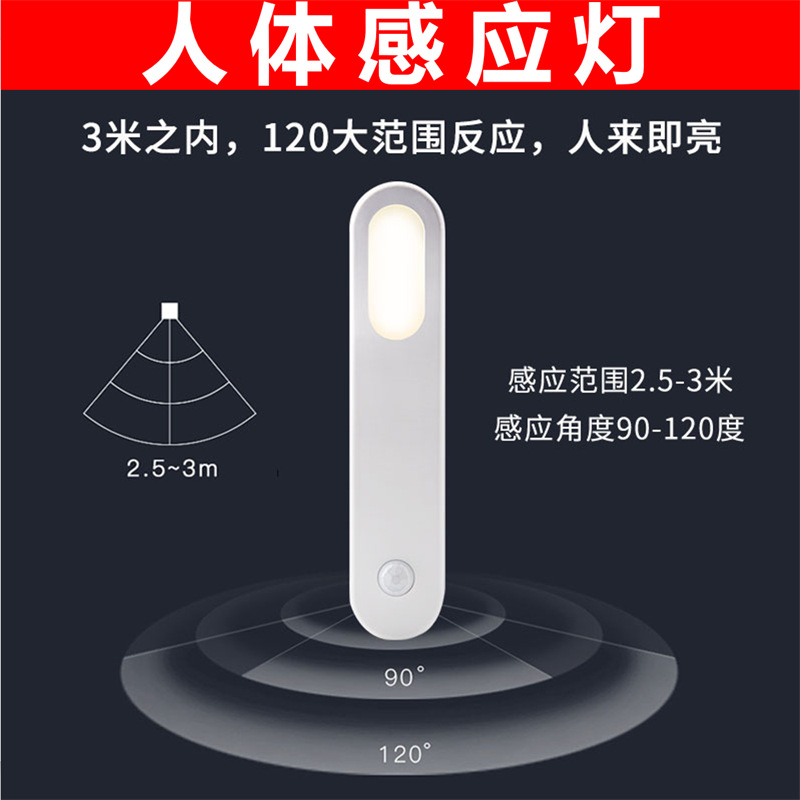 Body induction lamp stairs wardrobe Bedside LED charge Induction wireless human body Induction lamp Infrared Induction lamp