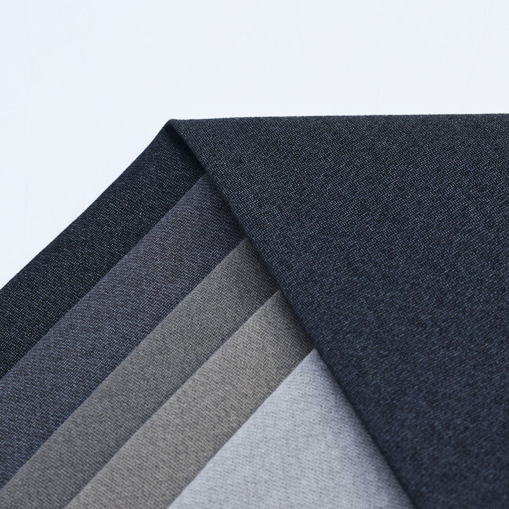 休闲服男装裤子素色布料 现货棉涤染色双股弹力弹力骏织印花面料