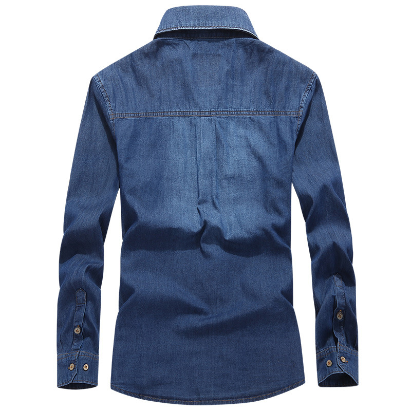 Cruz-frontera Denim camisa de manga larga casual de los hombres más tamaño Top otoño camisa de los nuevos hombres 3113