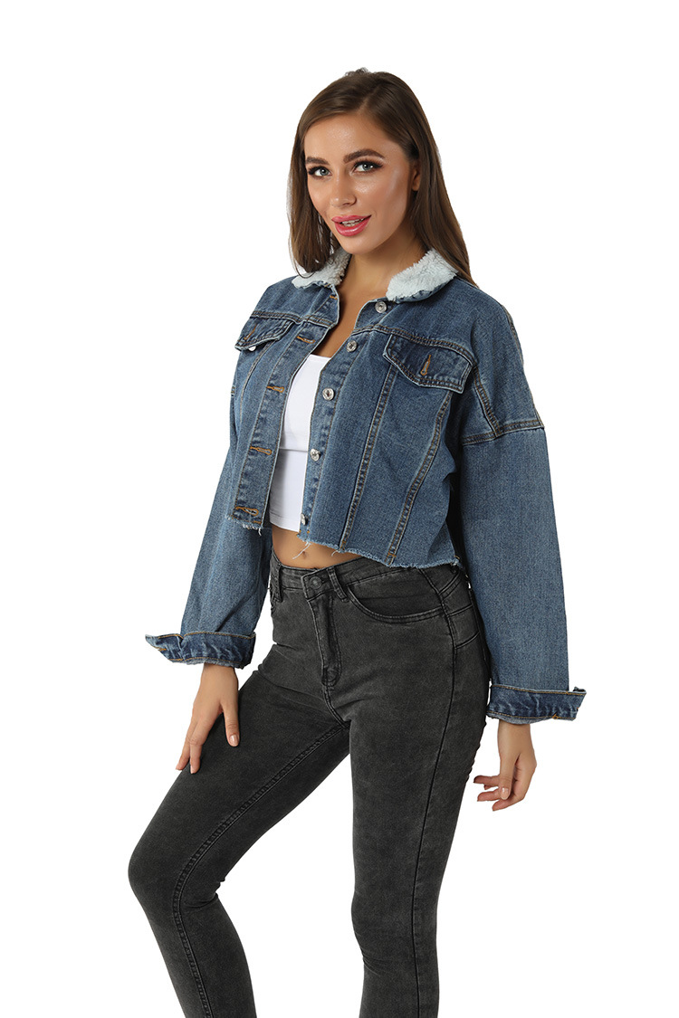 plus fleece collar denim jacket  NSSY9490