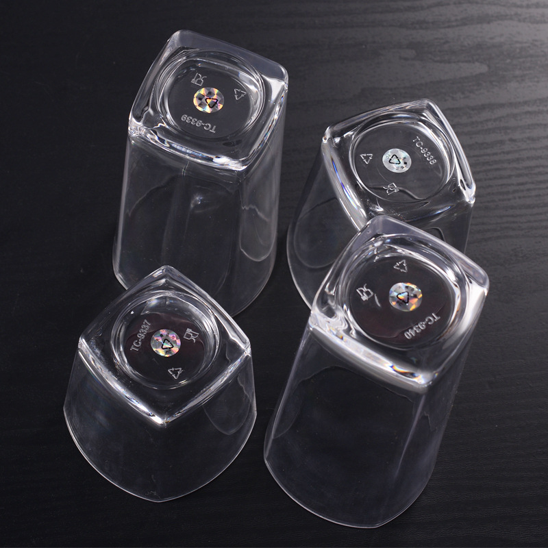 Vaso cuadrado de acrílico para PC, vaso de plástico transparente para bar, KTV, vaso para whisky, vaso para agua, gran capacidad, portátil