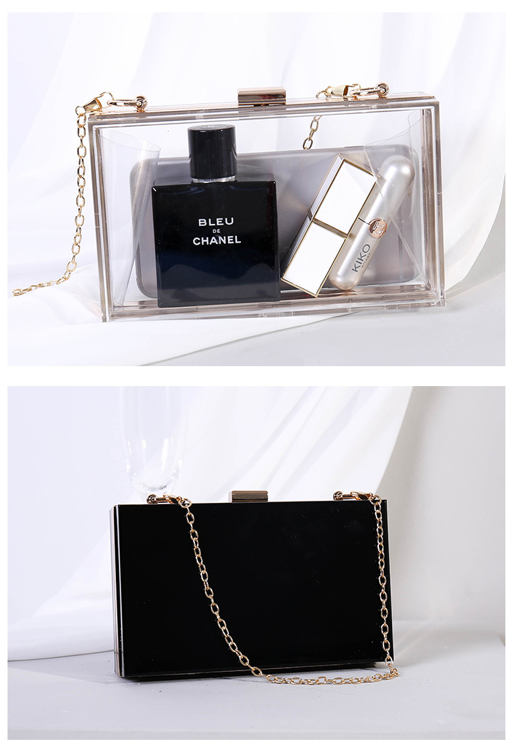 White Black Transparent Arylic Solid Color Square Clutch Evening Bag display picture 2