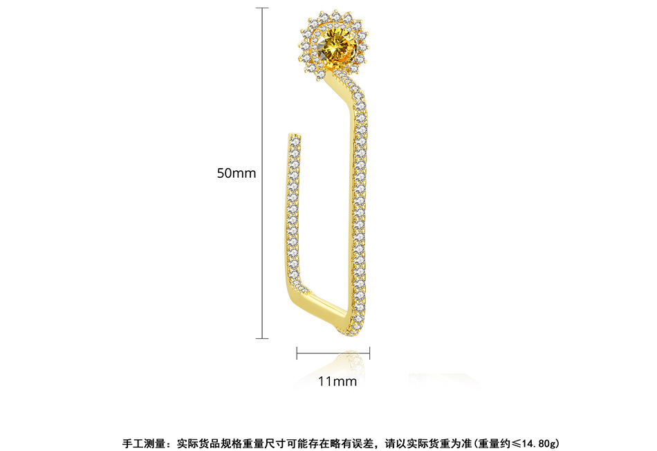 Jinse Kaixi Boucles D'oreilles Européen Et Américain Tempérament Banquet Personnalisé Femmes De Cuivre Incrusté De Zirconium Carré Boucles D'oreilles Boucle D'oreille Cadeau display picture 7