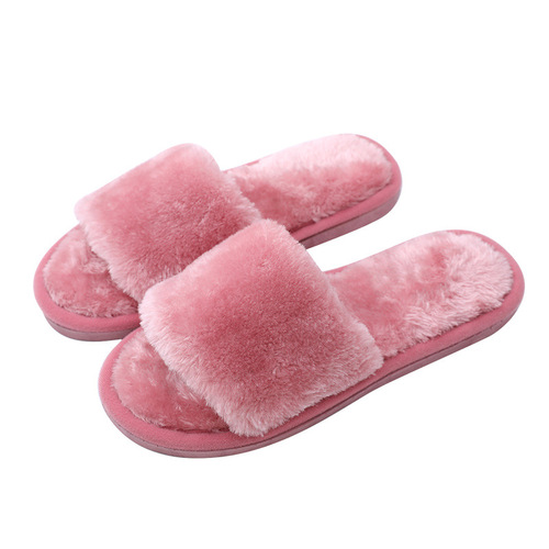 Amazon cross-border opening furry autumn and winter women's indoor home wooden floor warm cotton slippers home slippers