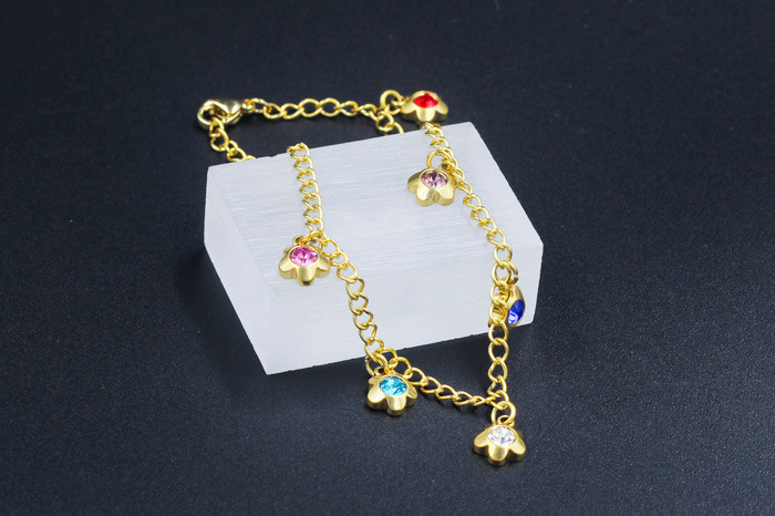 Fashion Geometric Stainless Steel Inlay Zircon Womenu0027S Anklet 1 Piece