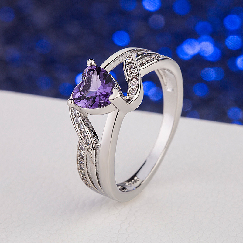 Heart Shape Pattern Romantic Heart Shape Copper Inlay Zircon Rings