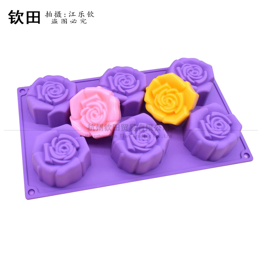 Three dimensional handmade soap, round silicone mold contains rose, soap mold, DIY