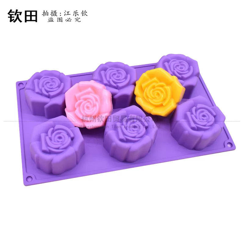 Three dimensional handmade soap, round silicone mold contains rose, soap mold, DIY