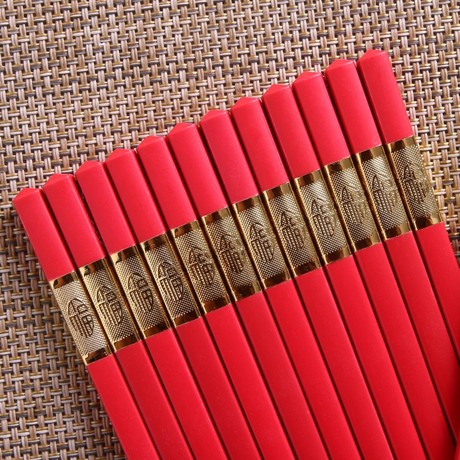 Red Red Ngà quà tặng gia dụng hợp kim của khách sạn bộ đồ ăn đũa Nhật đũa nhiệt độ cao khử trùng khách sạn Đũa
