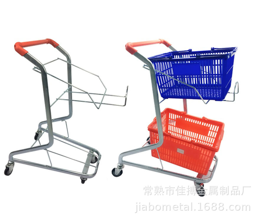 超市便利店购物篮车 双层购物篮手推车