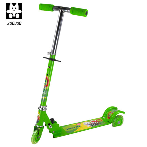 Children's Three-Wheeled Scooter with Folding, Shock Absorption, Brakes, and Glitter Wheels - OEM Wholesale from Zhejia