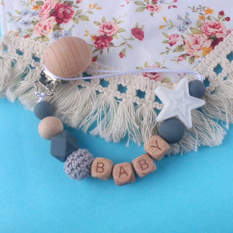 Suministros para bebés calmante clip de chupete de silicona bebé anti-gota cadena cuentas de silicona Cadena de chupete Comercio exterior Amazon Venta caliente