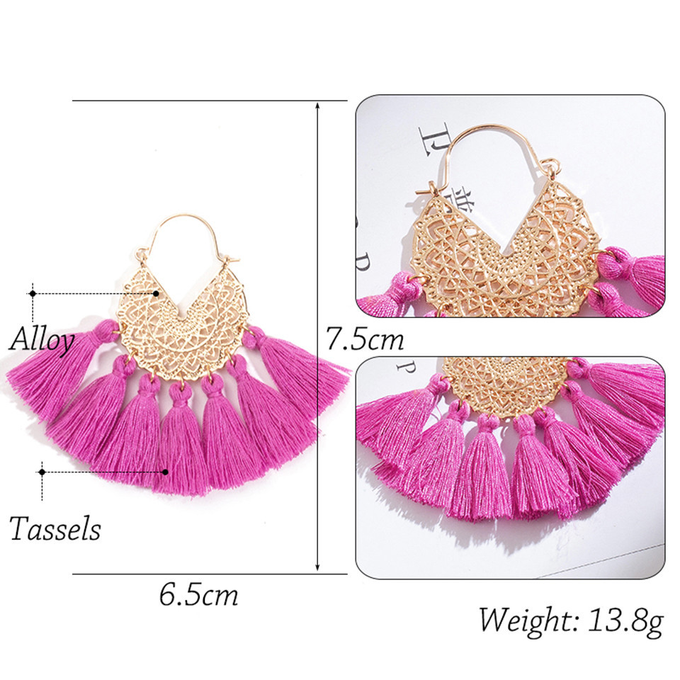 New Geometric Woven Pattern U-shaped Alloy Tassel Earrings display picture 21