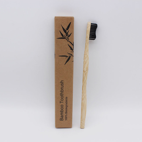 Curved Handle Bamboo Toothbrush Three Bends Thick Handle Brush Self-produced Foreign Trade Toothbrush Manufacturer Processing Thick Curved Handle Bamboo Brush