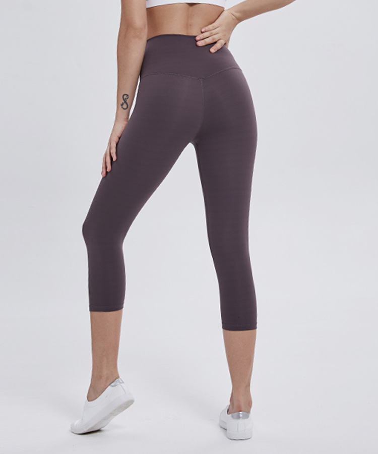 Pantalon de Yoga Double face, simple mouture, couleur chair, Capris, sport, course à pied, Fitness, collants élastiques à séchage rapide, nouvelle collection 2022_voghion.com