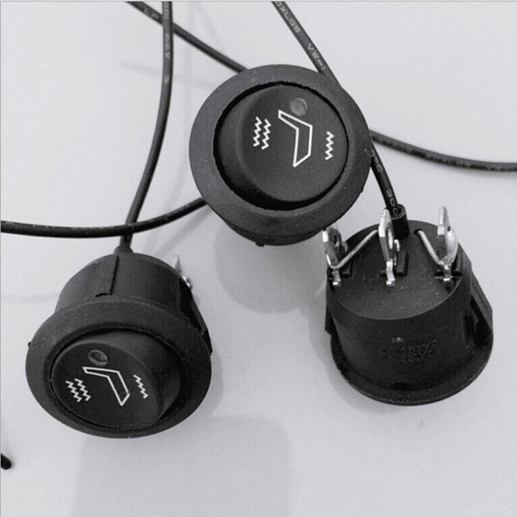 汽车座椅加热通风船型开关带高低档LED灯12V 20A双色灯泡圆形开关