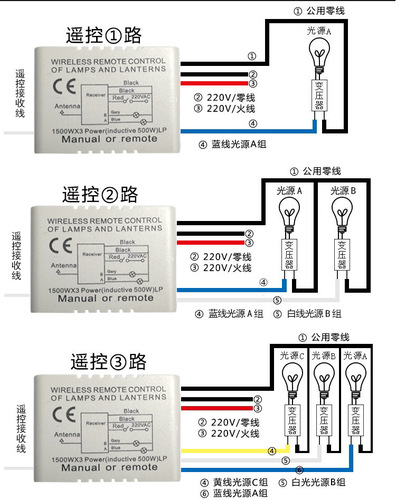 220V 3-Channel Wireless Remote Control Light Lighting Controller LED Ceiling Light Incandescent Light Remote Control Board