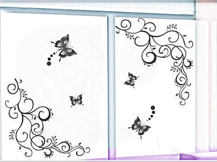 Трансграничный 90*120 см цветок ротанг 2 бабочки 4 бабочки летающие черные наклейки на стены оптом 051s