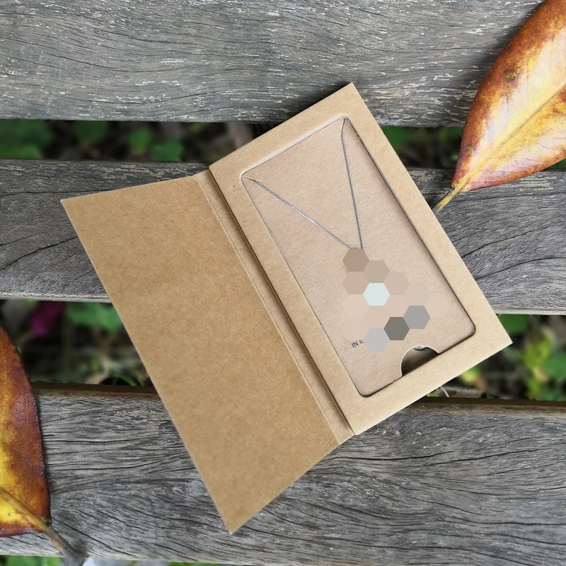 牛皮纸项链包装盒 翻盖硬纸板复古首饰盒 饰品个性包装钥匙扣纸盒