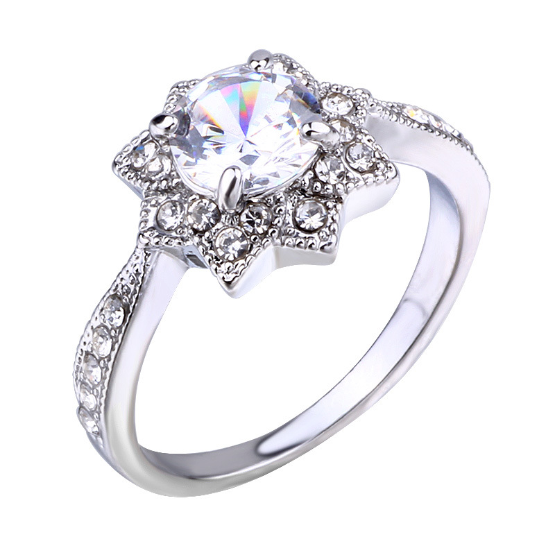 Luxurious Snowflake Alloy Plating Zircon Silver Plated Women's Rings display picture 3