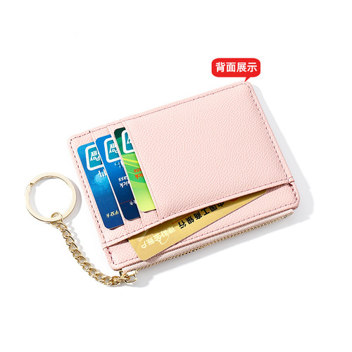 New solid color multi-card slot card holder, mini keychain small wallet, fashionable zipper women's coin purse