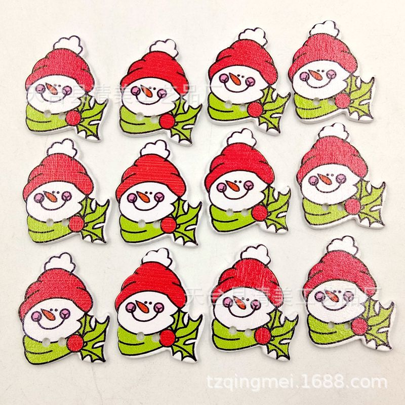 13 fondo blanco pintado Navidad botones de madera lindo decorativo de madera de dibujos animados de Navidad