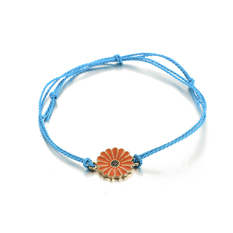 Handwoven alloy daisies shell multilayer rope flower bracelet setpicture9