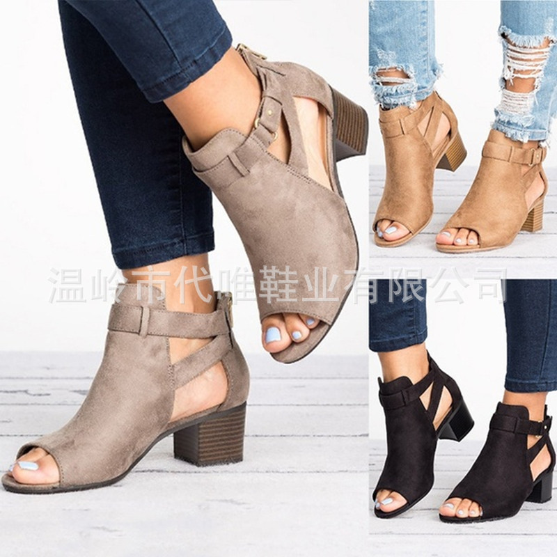goods in stock Spring and summer new pattern wish Amazon Independent Europe and America Foreign trade Large With crude Buckle Sandals