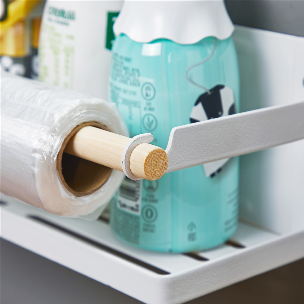 家居用品 厨房铁艺调味品保鲜膜收纳架 强磁铁免钉收纳整理架厂销