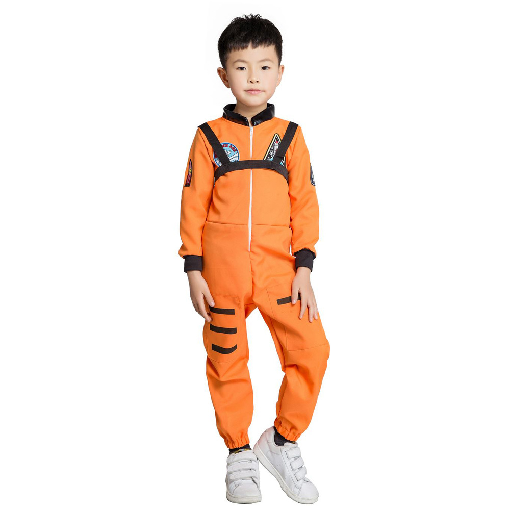 万圣节儿童服装航空衣服橙色太空服飞行员服饰警察制服演出服批发